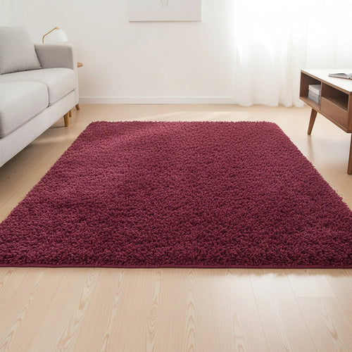 230x200cm Large Shaggy Floor Rug Area Carpet – Burgundy Soft Mat for Bedroom or Living Room Comfort