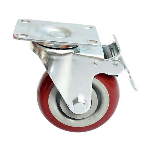 4 x 4" Heavy Duty PU Swivel Castor Wheels With Brake