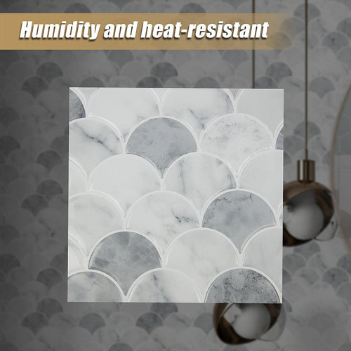 Tiles 3D Peel and Stick Wall Tile  Fish Scale Mosaic 10 Sheets