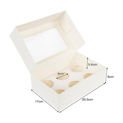 Cupcake Box 6 Holes Window Cake Party Favour 100 Boxes