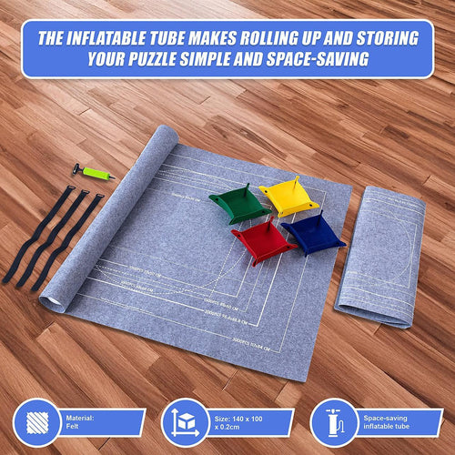 Puzzles Rollers 2 Sets Table Jigsaw Puzzles Felt Mat Board Inflator Puzzle Blanket