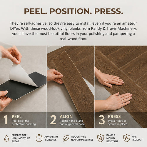 Self Adhesive Vinyl Floor Tiles Peel & Stick Flooring Antique Elm 16 Pack 2.3m²
