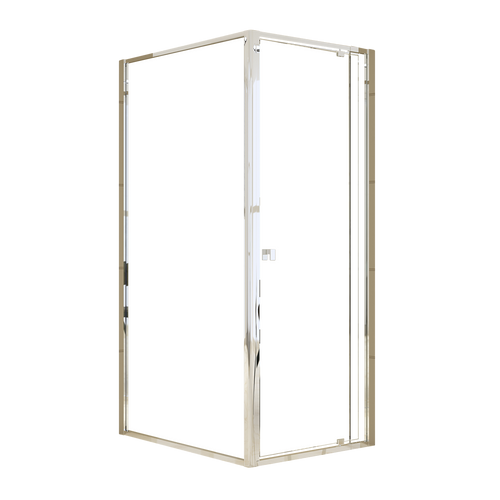 Adjustable Semi Frameless Shower Screen Front: (74~82)x195cm with Gold Hardware and Side: (98~101)x195cm