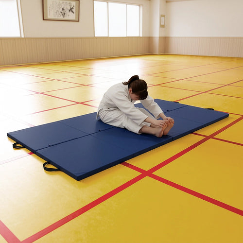 240x122cm Blue Folding Exercise Mat – Gymnastics, MMA, Multipurpose