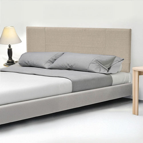 King Beige Linen Fabric Bed Headboard Bedhead