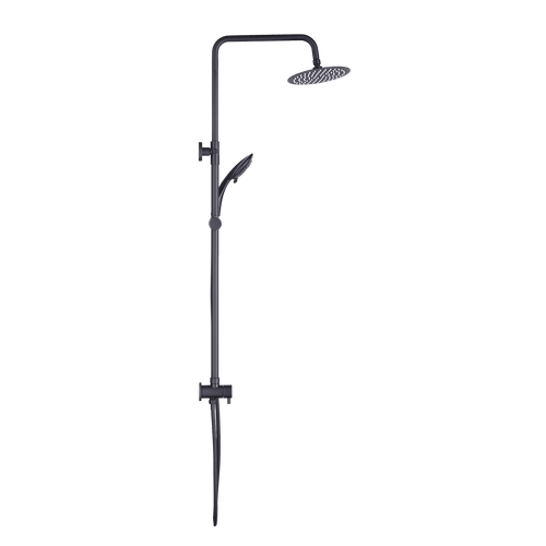 WELS 8" Black Rain Shower Dual Rounded Heads Set with Handheld