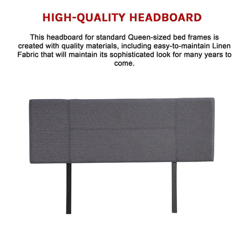 Queen Grey Linen Fabric Bed Headboard Bedhead