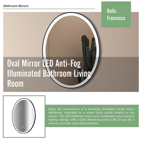 Oval Mirror LED Anti-Fog Illuminated Bathroom Living Room