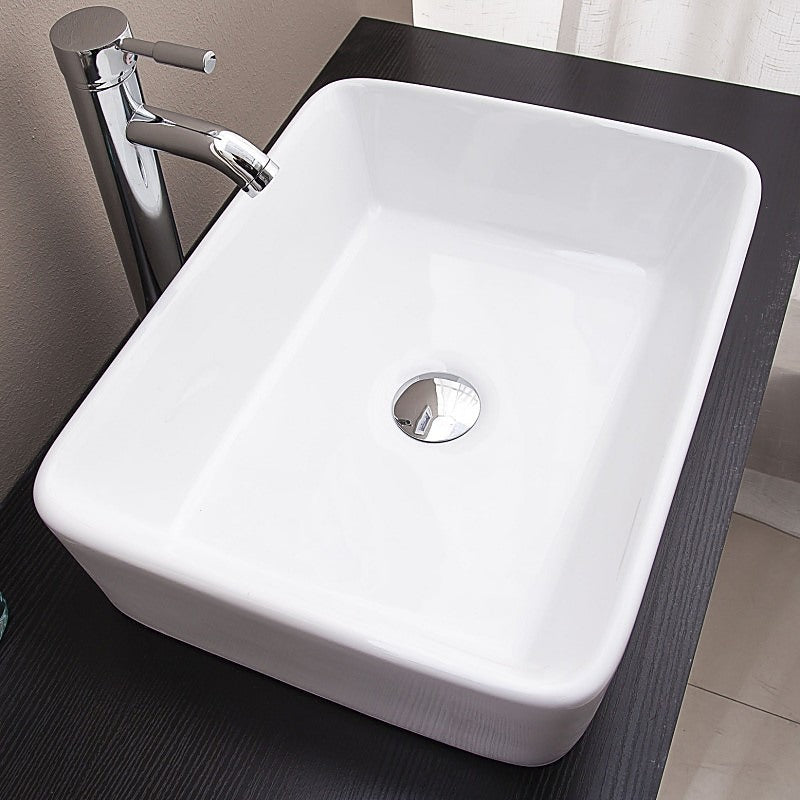 Ceramic Bathroom Basin Vanity Sink Square Above Counter Top Mount Bowl ...