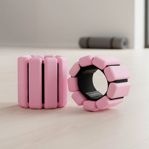 2-Piece Ankle & Wrist Weights – 1kg Pair Adjustable Workout Bangles Pink for Fitness Training