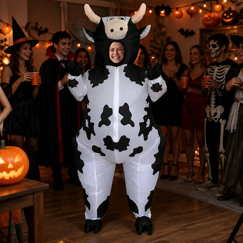 Adult Inflatable Cow Costume Blow Up Fancy Dress Halloween Party Suit