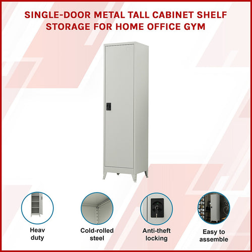 Single Door Metal Locker Cabinet - Grey with Legs