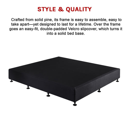 King Slatted Ensemble Bed Base - Midnight Black Linen Breathable Cover