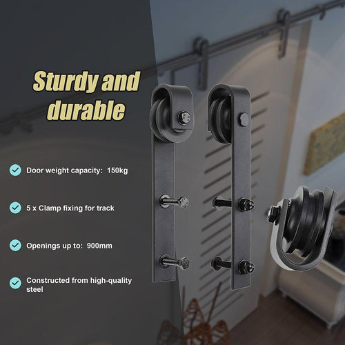 Black Sliding Barn Door Hardware 1.8M 