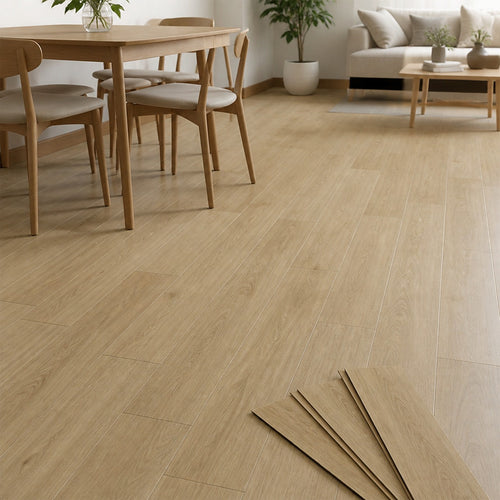 Self Adhesive Vinyl Floor Tiles Peel & Stick Flooring Natural Plain Oak 16 Pack 2.3m²
