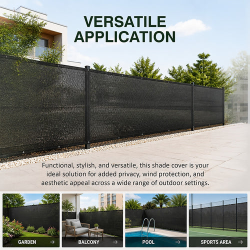 Fence Privacy Screen – 20mx2m Black HDPE Mesh Windscreen