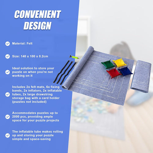 Puzzles Rollers 2 Sets Table Jigsaw Puzzles Felt Mat Board Inflator Puzzle Blanket