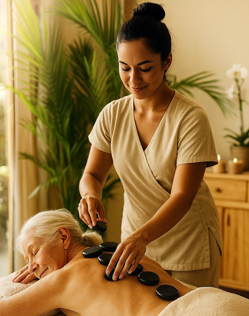 12-Piece Hot Massage Stone Set – Natural Basalt Stones for Spa, Stress Relief & Relaxation Therapy