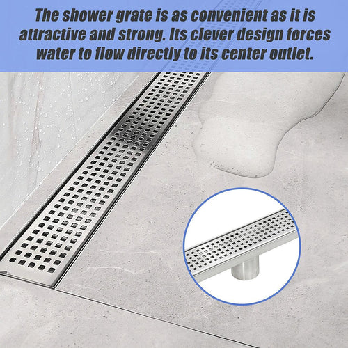 120cm Bathroom Shower Stainless Steel Grate Drain w/ Centre outlet Floor Waste