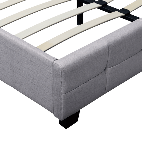 Double Beige Linen Fabric Deluxe Bed Frame