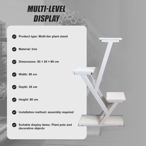 Metal Plant Stand – Narrow Multi-Tier Iron Shelf, 90cm