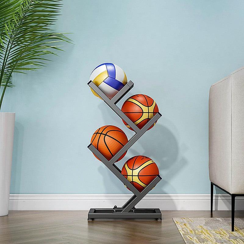 Ball Trolley Rack Display Stand Basketball Football Storage - Black ...