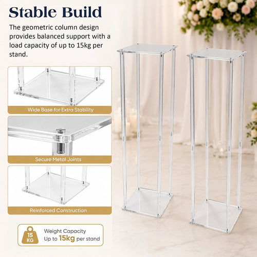2 Pack 80cm Acrylic Flower Stand Wedding Display Centrepiece
