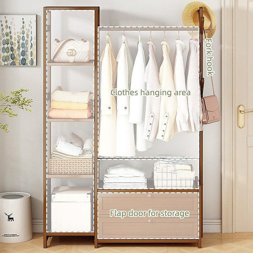 100cm Clothes Rack Stand Storage Shelves Modern Coat Tree - Dark Wood