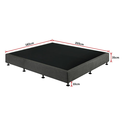 King Slatted Ensemble Bed Base - Graphite Linen Breathable Cover