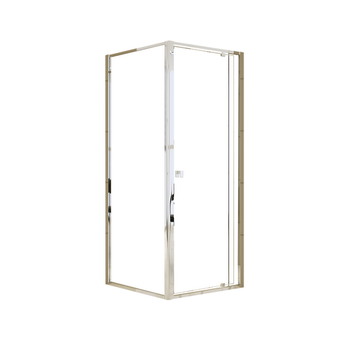 Adjustable Semi Frameless Shower Screen Front: (74~82)x195cm with Gold Hardware and Side: (77~80)x195cm