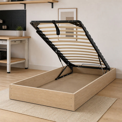 Gas Lift Bed Mechanism – Single Bed Frame with Wooden Slats