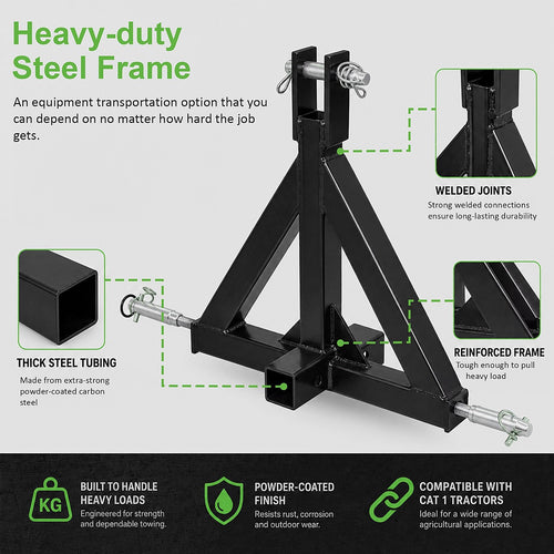 3-Point Trailer Hitch Receiver for Category 1 Tractors