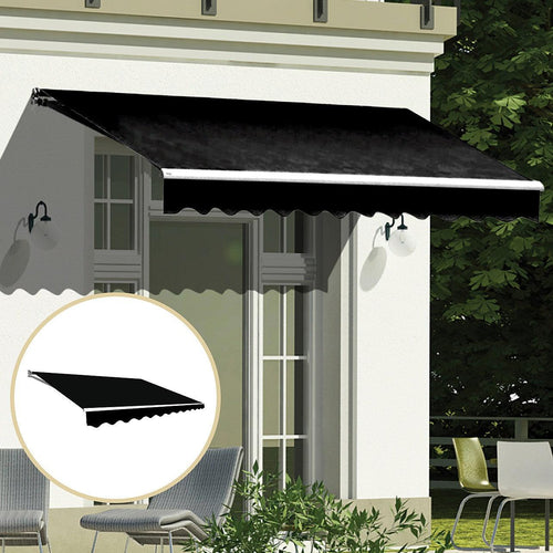 Outdoor Awning Black - 3x2.5m Retractable Sunshade