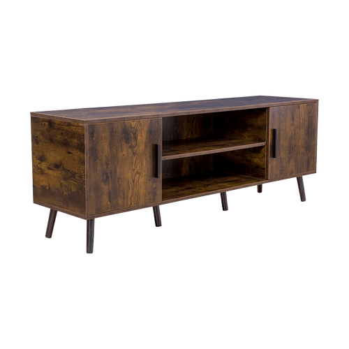 Modern TV Cabinet Entertainment Unit Stand Storage in Dark Walnut