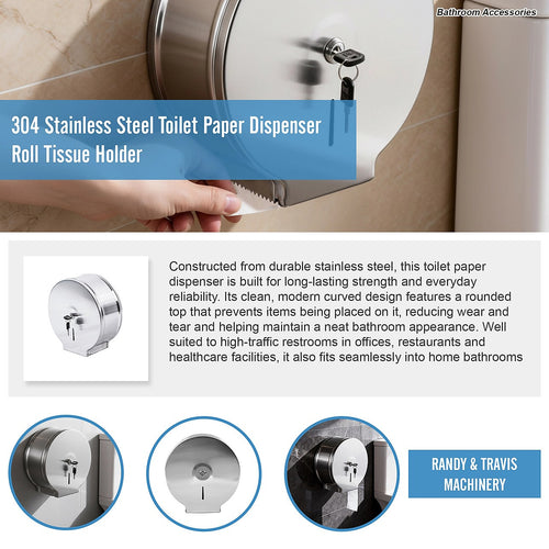 304 Stainless Steel Wall Mounted Tissue Roll Dispenser Holder for Bathroom & Kitchen