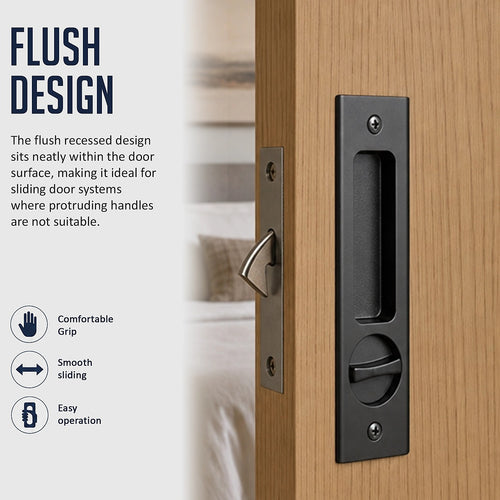 160mm Recessed Sliding Door Lock Handle Set with Key Lock for Pocket & Timber Doors