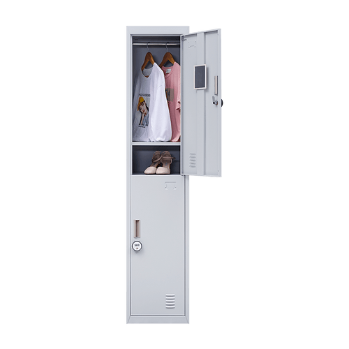 Grey 2-Door Locker for Office Gym Shed School Home Storage - 4-Digit Combination Lock