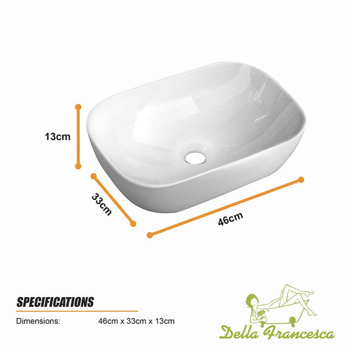 Ceramic Bathroom Basin – Vanity Sink Above Counter Top Mount Bowl for Modern Bathrooms