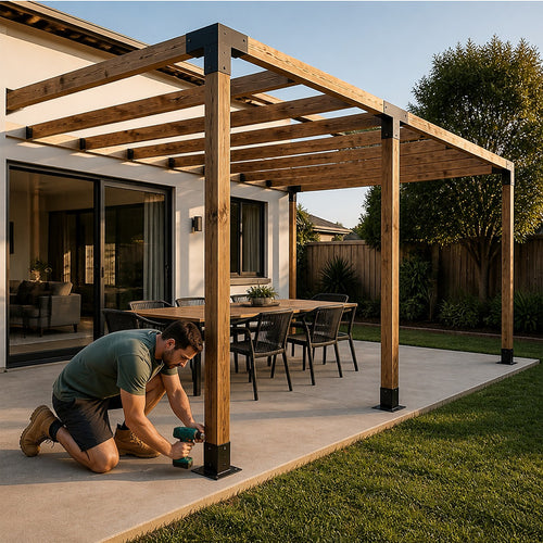 DIY Pergola Kit – Double with Top Rafters Set with Brackets