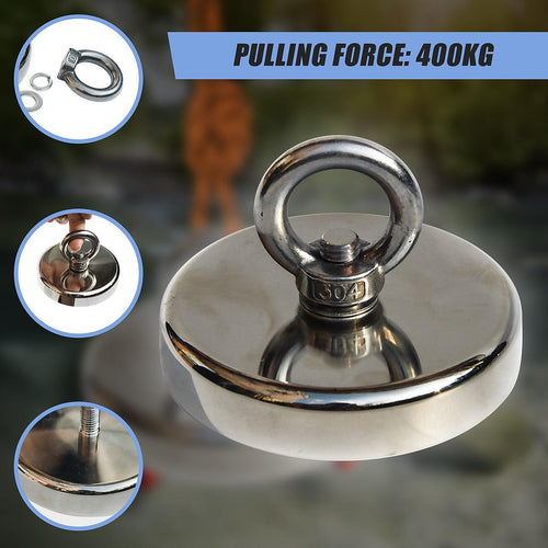 thumbnail image 2 of 250 LB Pull Strength Retrieval Recovery Magnet - Prospecting Tool, Marine Scrap, Waste Collection By PMC Supplies 2 of 6