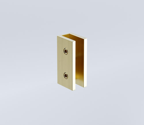 110x100cm Corner Frameless Shower Screen with Gold Wall & Floor U Brackets and Brass Hinges, Square Knob Handle