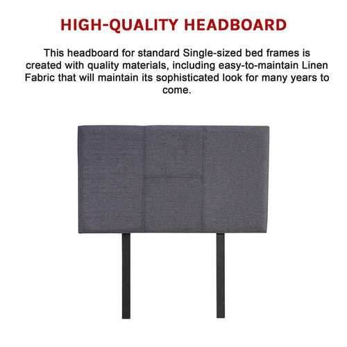 Single Grey Linen Fabric Bed Headboard Bedhead