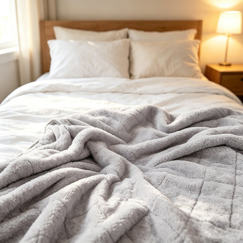 10kg Teddy Fleece Weighted Blanket 150 x 200cm Ultra Soft Sherpa Heavy Blanket Grey for Bed, Sofa & Home Comfort