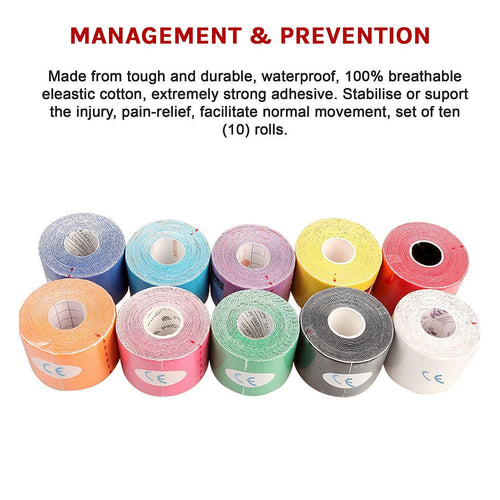 10x 5Mx5CM of Waterproof Kinesiology Sports Tape
