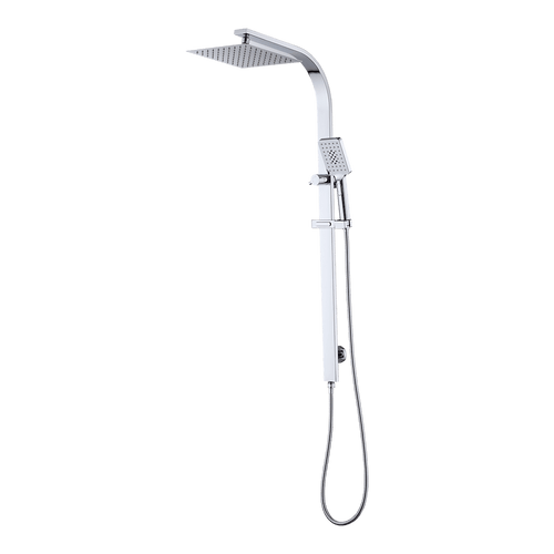 WELS 10" Chrome Rain Shower Head Set Square Dual Heads High Pressure with Handheld