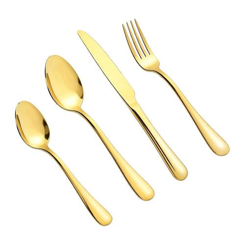 24 Piece Gold Cutlery Set Stainless Steel Dinnerware