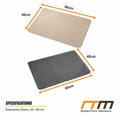Non Slip Shower Mat 2 Pack Fast Draining PVC Bathroom Mats Beige & Grey