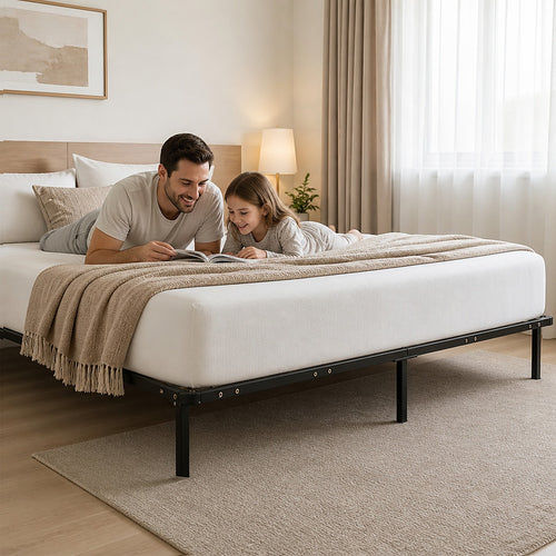 Metal Bed Frame for King Mattress – Black Powder-Coated Steel Base