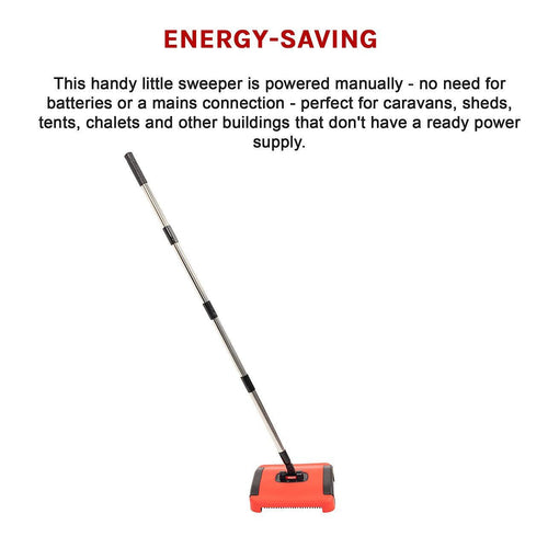 Sweep Carpet & Floor Manual Light Sweeper Dual Rotating Brushes