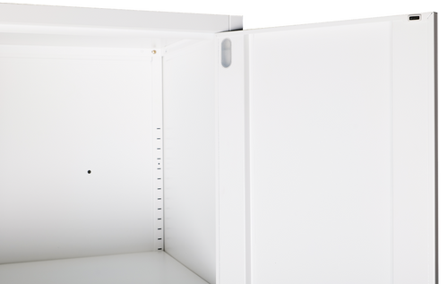 160cm 4-Door White Steel 2 Shelf Wardrobe, No Above Storage - White Handle